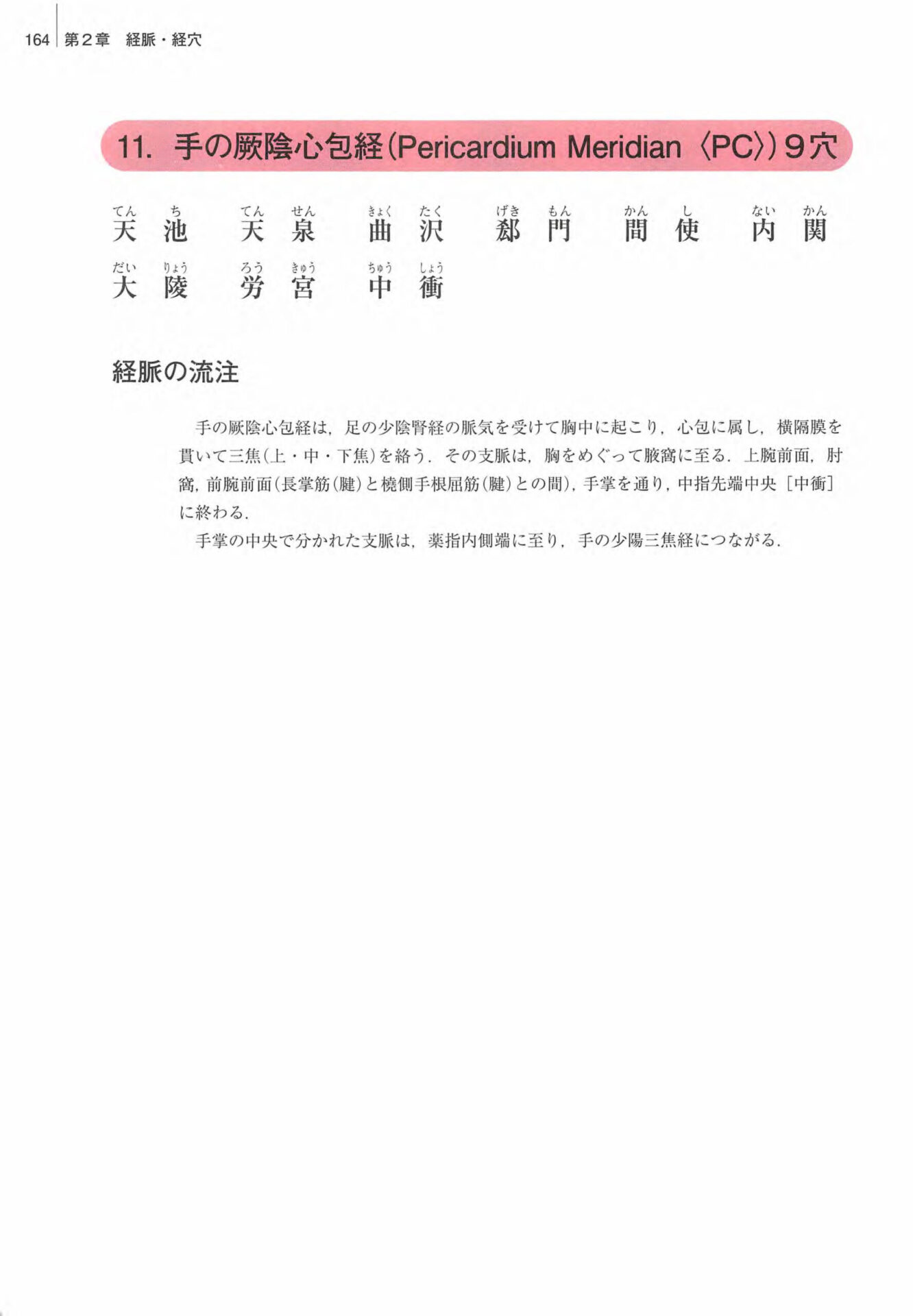 手の厥陰心包経　経穴一覧